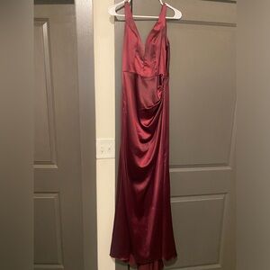 Davids Bridal Galina Signature Stretch Satin Cowl Back Dress
